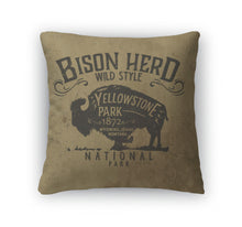 Load image into Gallery viewer, Throw Pillow, Vintage Western Buffalo Silhouette Print