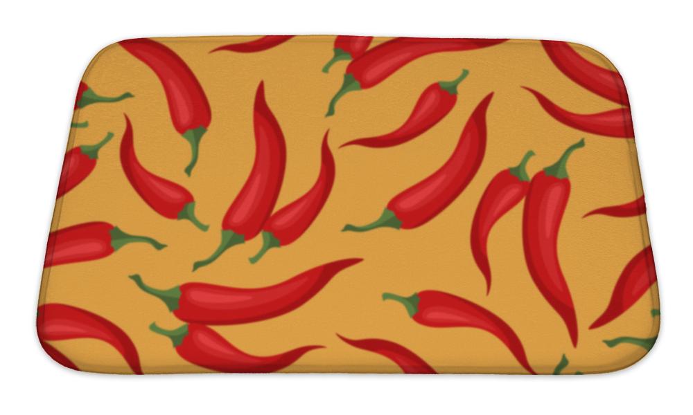 Bath Mat, Pattern With Fresh Ripe Chili Peppers