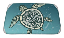 Load image into Gallery viewer, Bath Mat, Swimming Sea Turtle With Polynesian Tribal Pattern