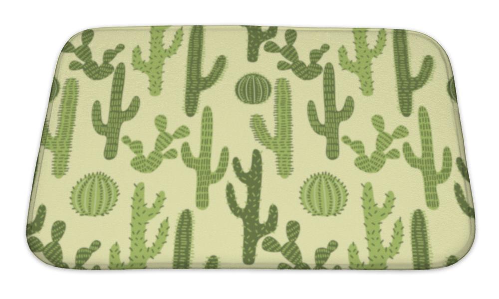 Bath Mat, Pattern With Cactus 1