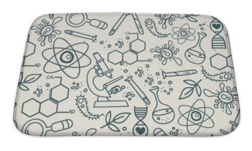 Bath Mat, Pattern For Science In Hand Drawn Doodle Style