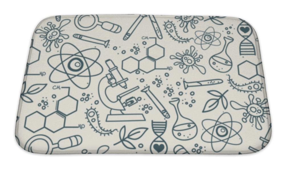 Bath Mat, Pattern For Science In Hand Drawn Doodle Style