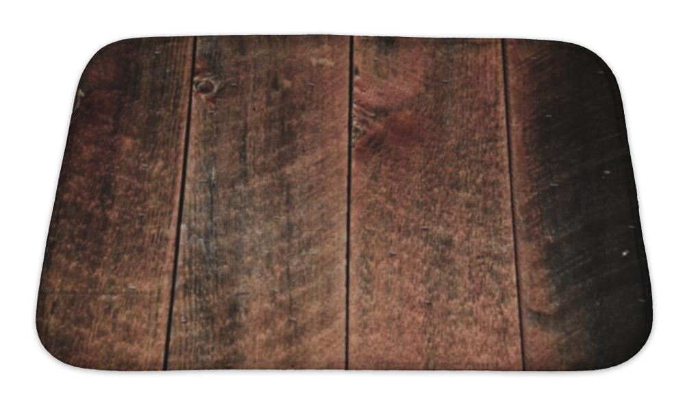 Bath Mat, Rustic Wood Red And Black