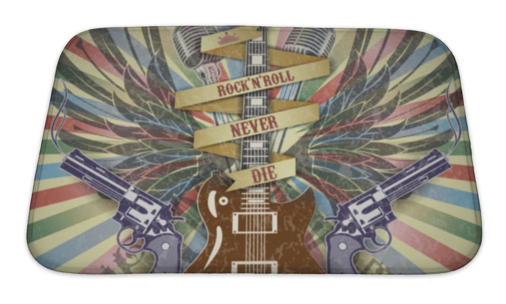 Bath Mat, Rock N Roll Symbol Retro Style