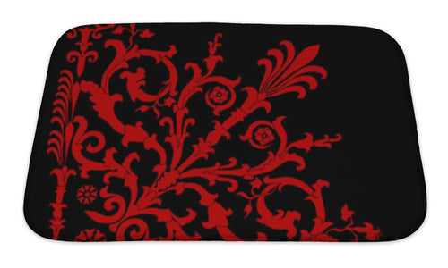 Bath Mat, Red On Black Corner Pattern