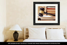 Load image into Gallery viewer, Framed Print, Supreme Court Law Book Wooden Judges Gavel On Table Courtroom