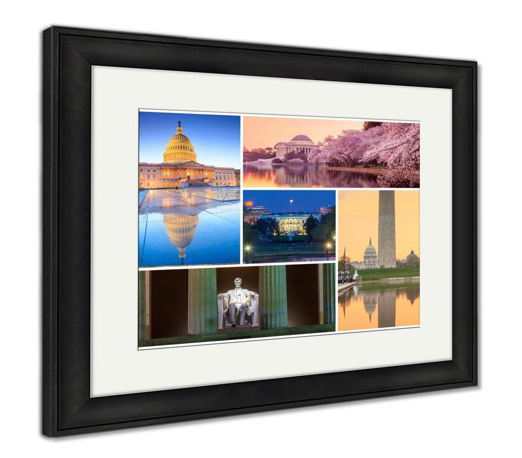 Framed Print, Washington Dc Famous Landmarks Picture Collage