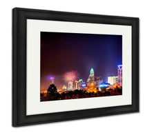 Load image into Gallery viewer, Framed Print, 4th Of July Fireworks Skyshow Charlotte Nc