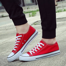 Load image into Gallery viewer, Men Canvas Shoes 2019 Fashion Solid Color Men Vulcanized Shoes Lace-up Casual White boys Shoes Men Sneakers