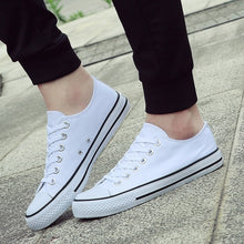 Load image into Gallery viewer, Men Canvas Shoes 2019 Fashion Solid Color Men Vulcanized Shoes Lace-up Casual White boys Shoes Men Sneakers