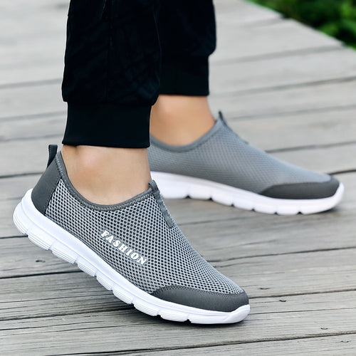 Fashion Summer Shoes Men Casual Air Mesh Shoes Lightweight Breathable Slip-On Flats Chaussure Homme Large Sizes 36-46 Wholesale