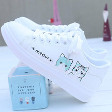 Load image into Gallery viewer, Women Sneakers Fashion Vulcanized Shoes Women Pu leather Platform Shoes Women Lace up White Casual Shoes zapatillas mujer
