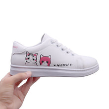 Load image into Gallery viewer, Women Sneakers Fashion Vulcanized Shoes Women Pu leather Platform Shoes Women Lace up White Casual Shoes zapatillas mujer