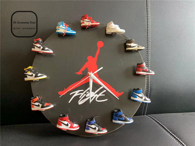 Fashion gift present Air Jordans 3D Sneaker aj Clock with All AJ1 Retros Mini Sneakers HANDING wall doll accessory clock