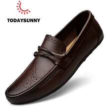Load image into Gallery viewer, Men Loafers Shoes Genuine Leather Casual Sneakers Male Fashion Carved Boat Footwear Soft Dress Party Shoes Men Chaussure Homme