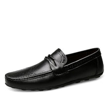 Load image into Gallery viewer, Men Loafers Shoes Genuine Leather Casual Sneakers Male Fashion Carved Boat Footwear Soft Dress Party Shoes Men Chaussure Homme