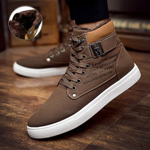 Load image into Gallery viewer, Warm winter shoes men sneakers 2019 solid lace-up flat with men shoes ankle boots comfortable mans footwear zapatos de hombre