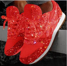 Load image into Gallery viewer, Women Bling Sneakers 2019 Autumn New Casual Flat Ladies Vulcanized Shoes Lace Up Outdoor Sport Running Sparkling Shoes