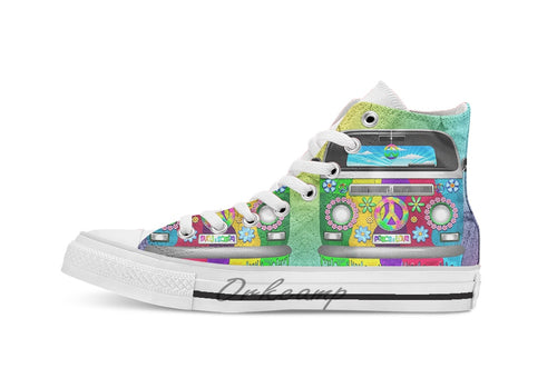 Hippie Van Dripping Rainbow Paint  breathable Casual High Top lace-up Canvas shoes sneakers Drop shipping