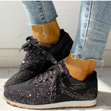 Load image into Gallery viewer, Women Flat Glitter Sneakers Casual Female Mesh Lace Up Bling Platform Comfortable Plus Size Vulcanized Shoes 2019 Soft Knitting