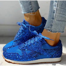 Load image into Gallery viewer, Women Flat Glitter Sneakers Casual Female Mesh Lace Up Bling Platform Comfortable Plus Size Vulcanized Shoes 2019 Soft Knitting