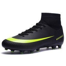 Load image into Gallery viewer, Men Football Boots Soccer Cleats Boots Long Spikes TF Spikes Ankle High Top Sneakers Soft Indoor Turf Futsal Child soccer Shoes