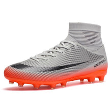 Load image into Gallery viewer, Men Football Boots Soccer Cleats Boots Long Spikes TF Spikes Ankle High Top Sneakers Soft Indoor Turf Futsal Child soccer Shoes