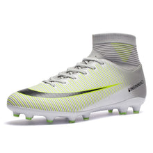 Load image into Gallery viewer, Men Football Boots Soccer Cleats Boots Long Spikes TF Spikes Ankle High Top Sneakers Soft Indoor Turf Futsal Child soccer Shoes