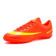 Load image into Gallery viewer, Men Football Boots Soccer Cleats Boots Long Spikes TF Spikes Ankle High Top Sneakers Soft Indoor Turf Futsal Child soccer Shoes