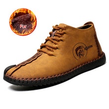 Load image into Gallery viewer, 2019 Winter Shoes Men Warm Boots Men Fur High Quality Split Leather Wterproof Ankle Snow Boots Lace-Up Comfortable New Big size