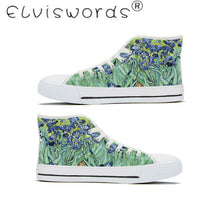 Load image into Gallery viewer, ELVISWORDS Woman Shoes Woman Vulcanized Shoes Van Gogh oil painting starry sky  Off White High-Top Canvas Lace-Up Sneakers