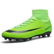 Load image into Gallery viewer, Men Football Boots Soccer Cleats Boots Long Spikes TF Spikes Ankle High Top Sneakers Soft Indoor Turf Futsal Child soccer Shoes
