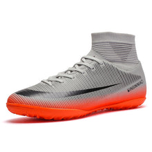 Load image into Gallery viewer, Men Football Boots Soccer Cleats Boots Long Spikes TF Spikes Ankle High Top Sneakers Soft Indoor Turf Futsal Child soccer Shoes