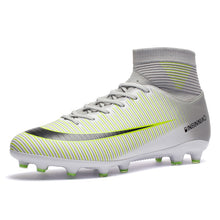 Load image into Gallery viewer, Men Football Boots Soccer Cleats Boots Long Spikes TF Spikes Ankle High Top Sneakers Soft Indoor Turf Futsal Child soccer Shoes
