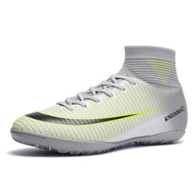 Load image into Gallery viewer, Men Football Boots Soccer Cleats Boots Long Spikes TF Spikes Ankle High Top Sneakers Soft Indoor Turf Futsal Child soccer Shoes