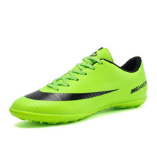 Load image into Gallery viewer, Men Football Boots Soccer Cleats Boots Long Spikes TF Spikes Ankle High Top Sneakers Soft Indoor Turf Futsal Child soccer Shoes