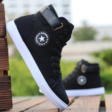 Load image into Gallery viewer, Mens High-top Canvas Shoes Men 2019 New Spring Autumn Top Fashion Sneakers Lace-up High Style Solid Colors Man Black Shoes KA853