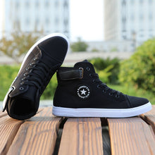 Load image into Gallery viewer, Mens High-top Canvas Shoes Men 2019 New Spring Autumn Top Fashion Sneakers Lace-up High Style Solid Colors Man Black Shoes KA853