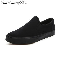 Load image into Gallery viewer, Black White Solid Men Casual Shoes Simple Canvas Mens Loafers 2019 High Quality Anti-Slip Comfortable Vulcanized Shoes Man Flats