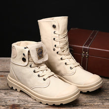 Load image into Gallery viewer, Men Military Boots 2019 Outdoor Fashion Canvas High Top Shoes Men Casual Shoes Ankle Boots Black Chelsea Boots Zapatos De Hombre
